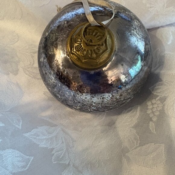 Vintage Heavy Silvered Mercury Crackle Glass Kugel Ornament, Germany - Picture 3 of 3